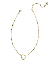Pearl Gold Letter D Short Pendant Necklace in Freshwater Cultured Pearl