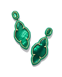Abbie Gold Enamel Frame Statement Earrings Variegated Orange Magnesite