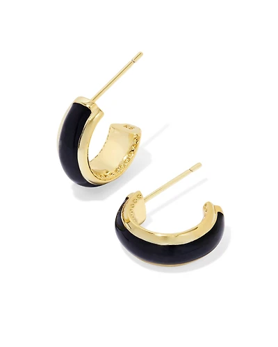 Ainsley Gold Huggie Earrings Orange Enamel