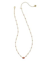 Mini Elisa Gold Enamel Frame Short Pendant Necklace Variegated Orange Magnesite