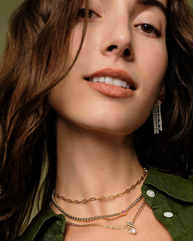 Eve Gold Chain Multi Strand Necklace in Freshwater Cultured Pearl