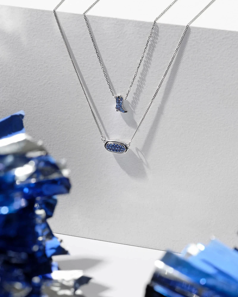 Lisa 14k White Gold Pendant Necklace in Blue Sapphire