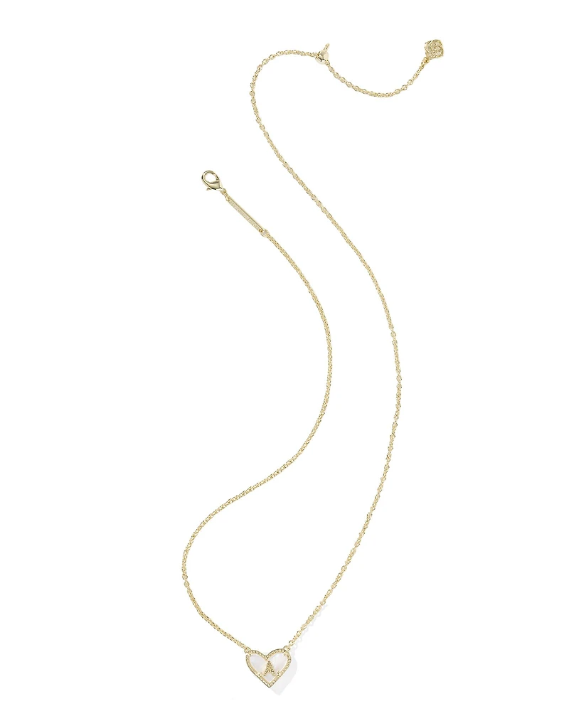 Ari Heart Letter A Gold Short Pendant Necklace