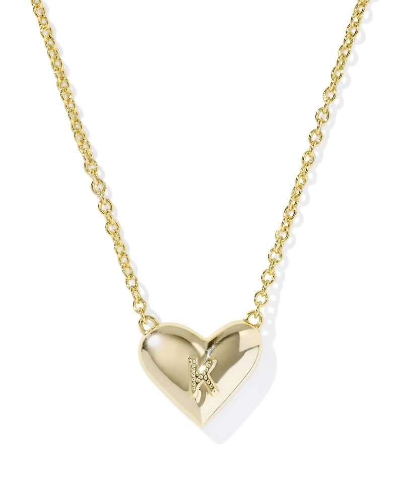 Ari Heart Letter K Gold Short Pendant Necklace