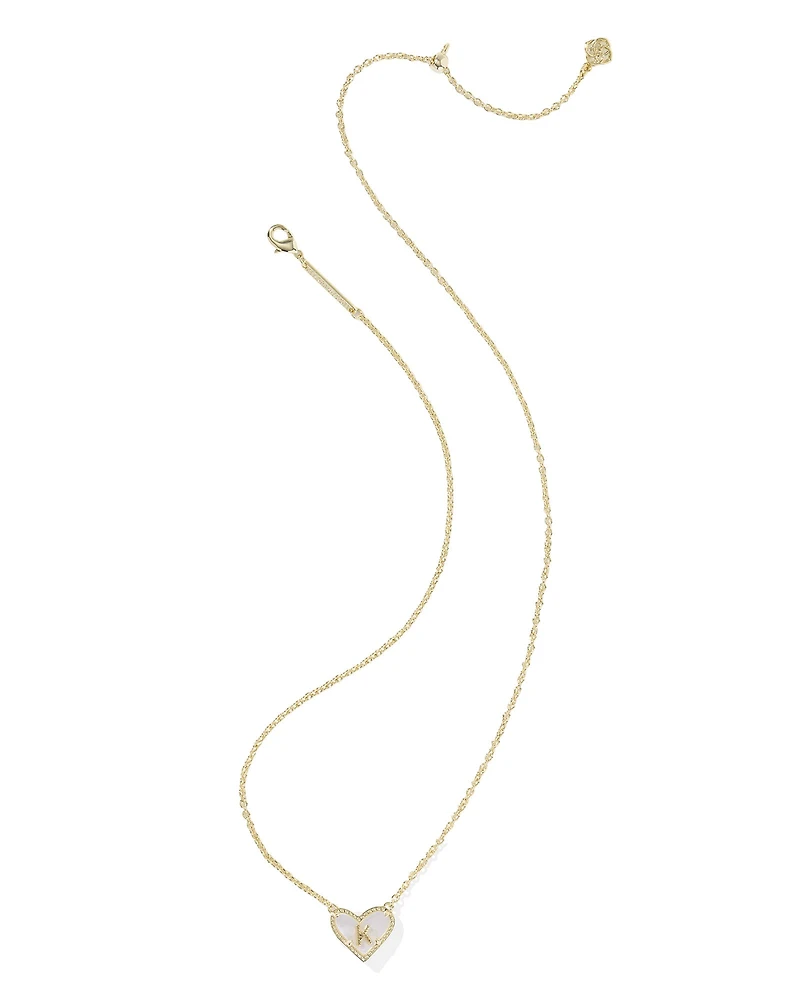 Ari Heart Letter K Gold Short Pendant Necklace