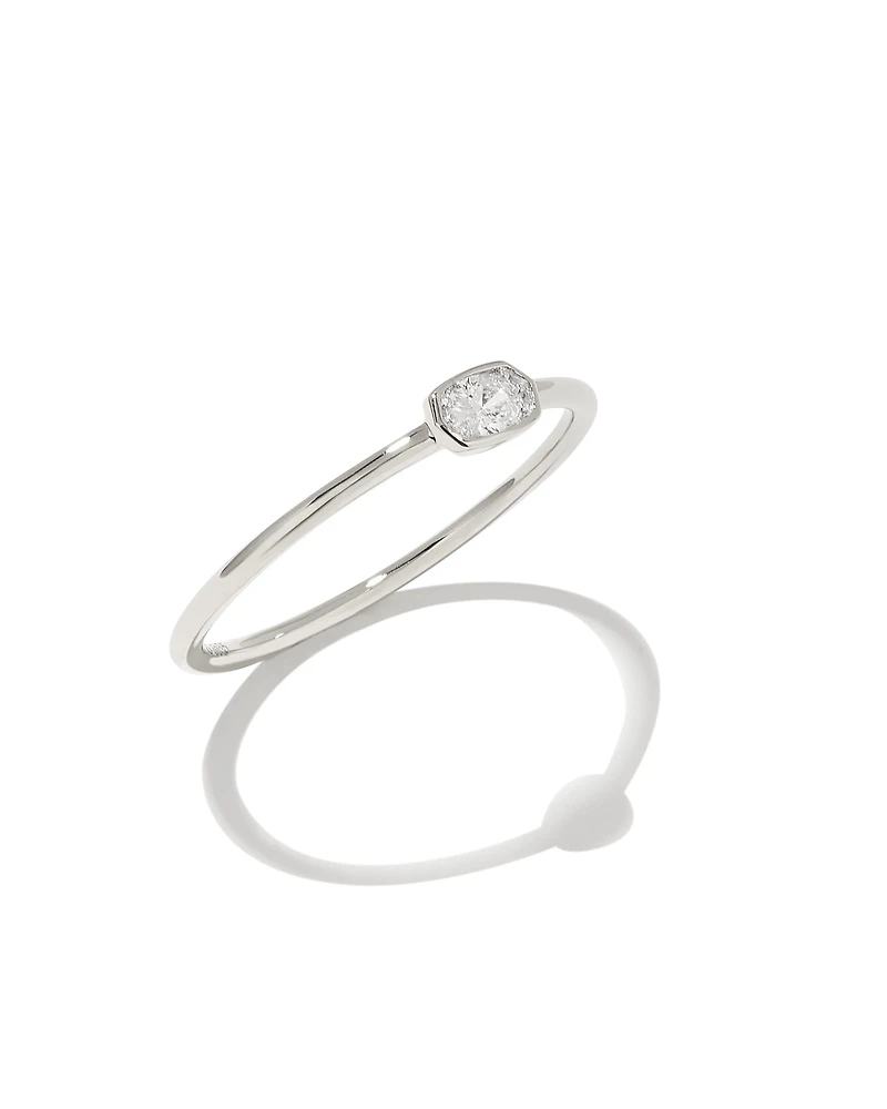 Marisa 14k White Gold Oval Solitaire Band Ring Diamond