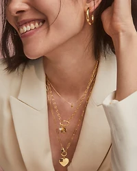 Bristol 18k Gold Vermeil Link Necklace White Sapphire