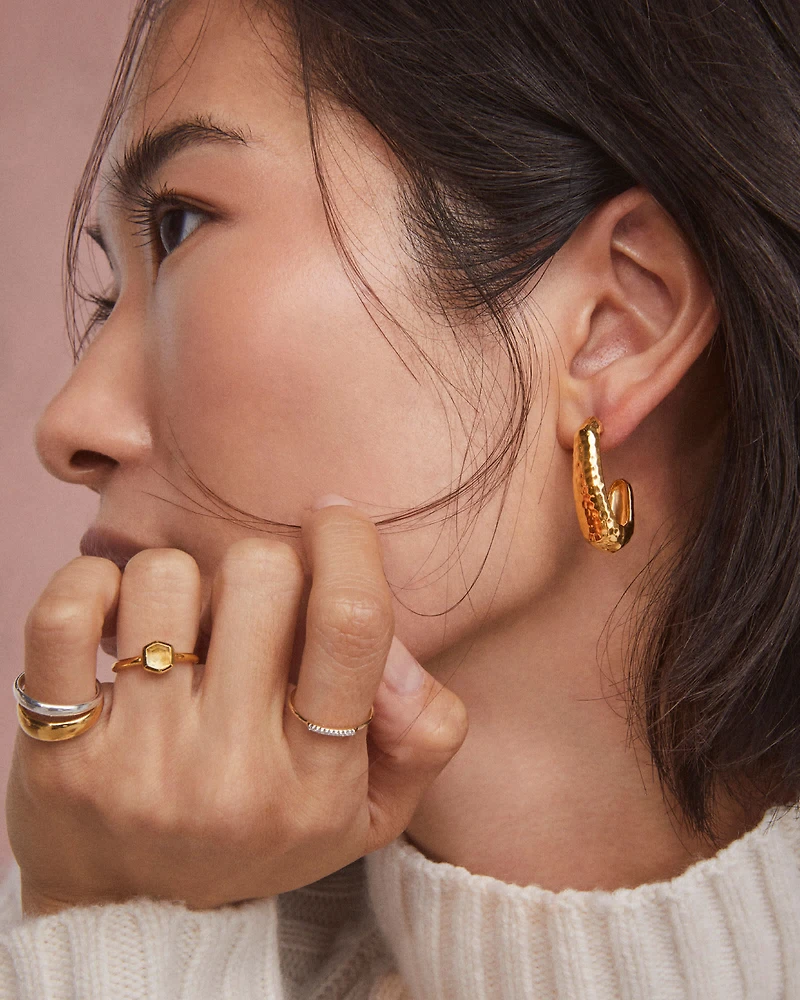 Ellen Sterling Silver Metal Hoop Earrings