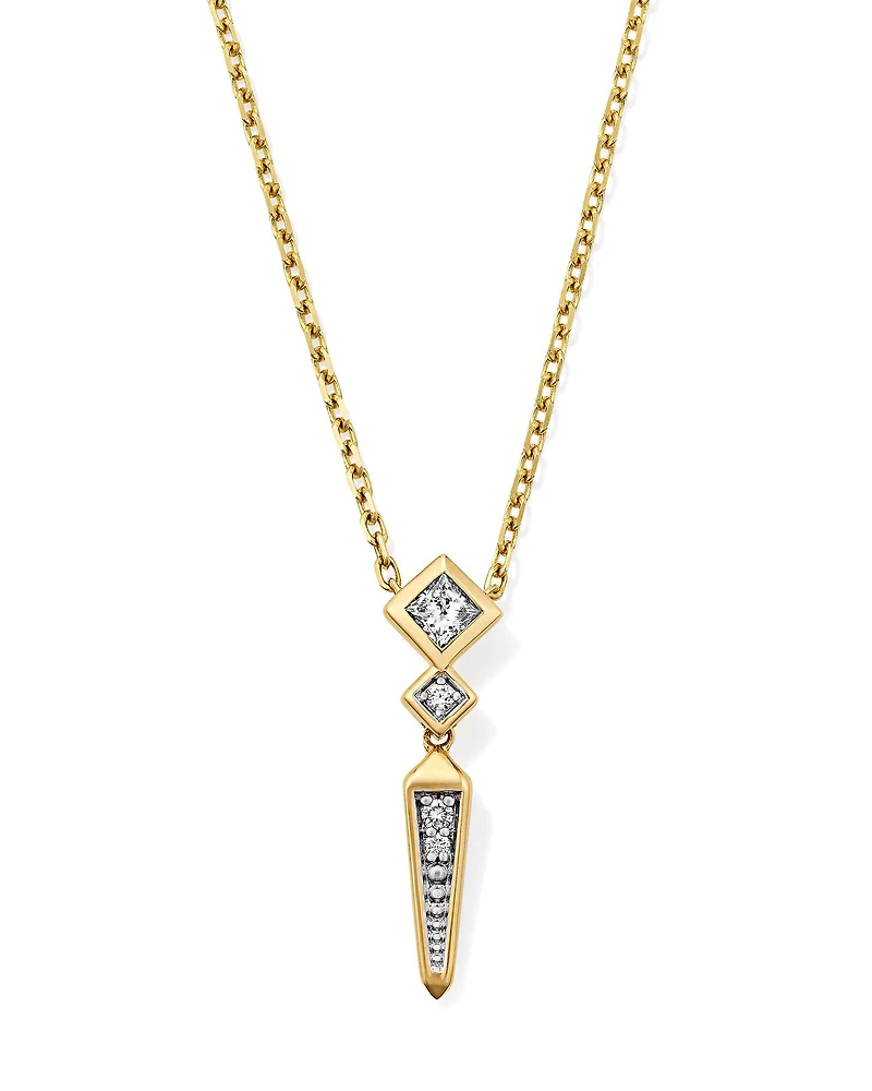 0.2 ct Lab Grown Diamond Michelle 14k Yellow Gold Small Spike Pendant Necklace