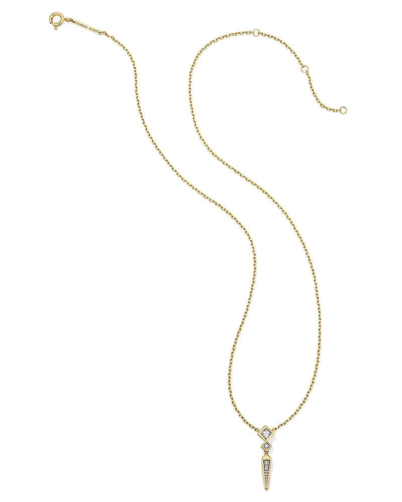0.2 ct Lab Grown Diamond Michelle 14k Yellow Gold Small Spike Pendant Necklace