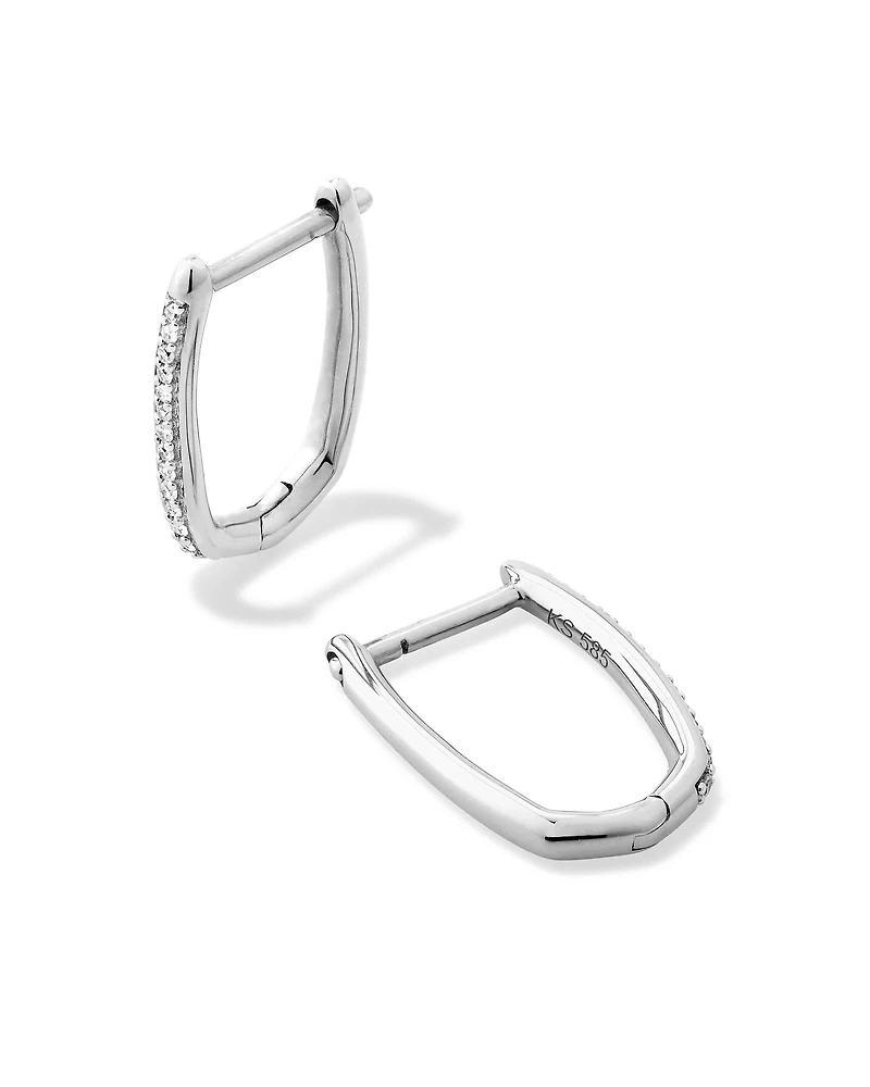 0.1 ct Ellen 14k White Gold Luxe Huggie Earrings in White Diamond