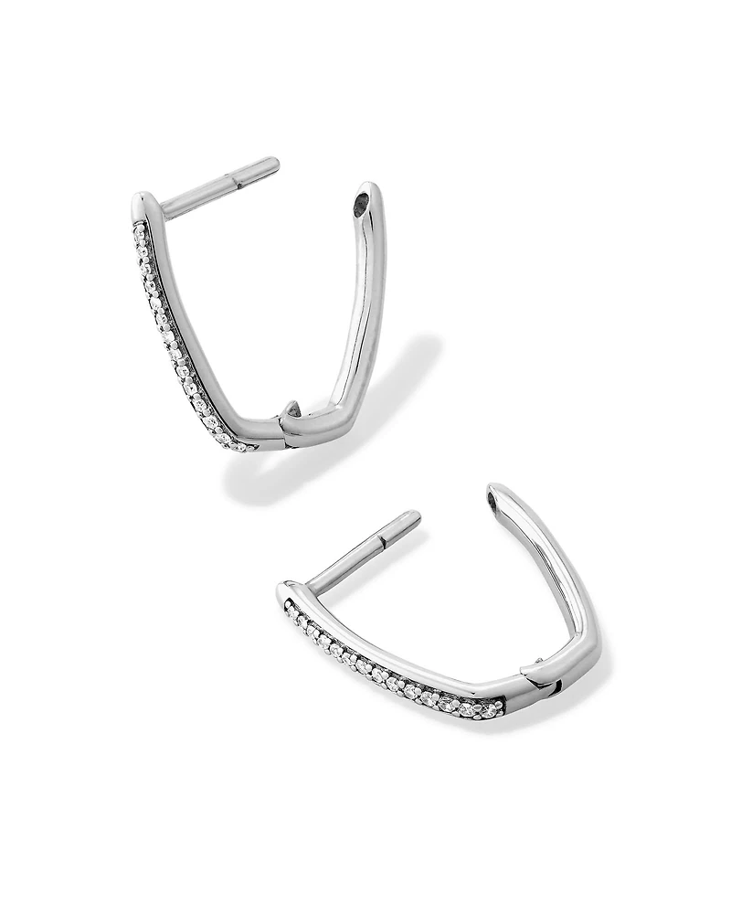 0.1 ct Ellen 14k White Gold Luxe Huggie Earrings in White Diamond