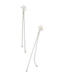 Emmaline Sterling Silver Chain Stud Earrings in Freshwater Cultured Pearl