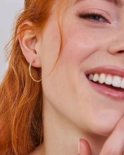 Tyler 14k Gold Hoop Earrings in White Diamond