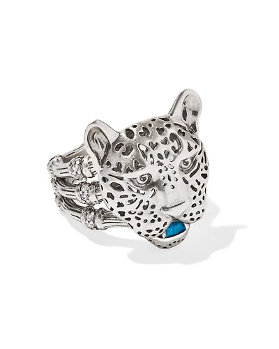 Maura Vintage Gold Jaguar Statement Ring Sage Serpentine