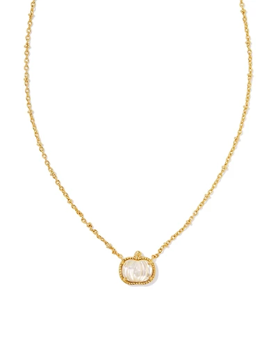 Pumpkin Gold Short Pendant Necklace Ivory Mother-of-Pearl