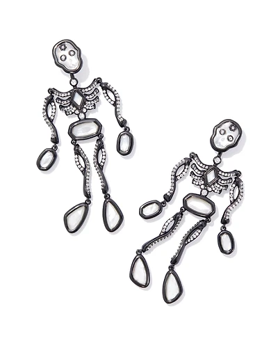 Skeleton Gold Statement Earrings Ivory Mother-of-Pearl