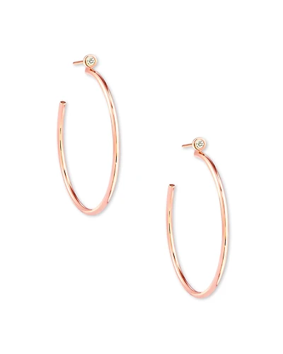 Audrey 14k Rose Gold Hoop Earrings in White Diamond