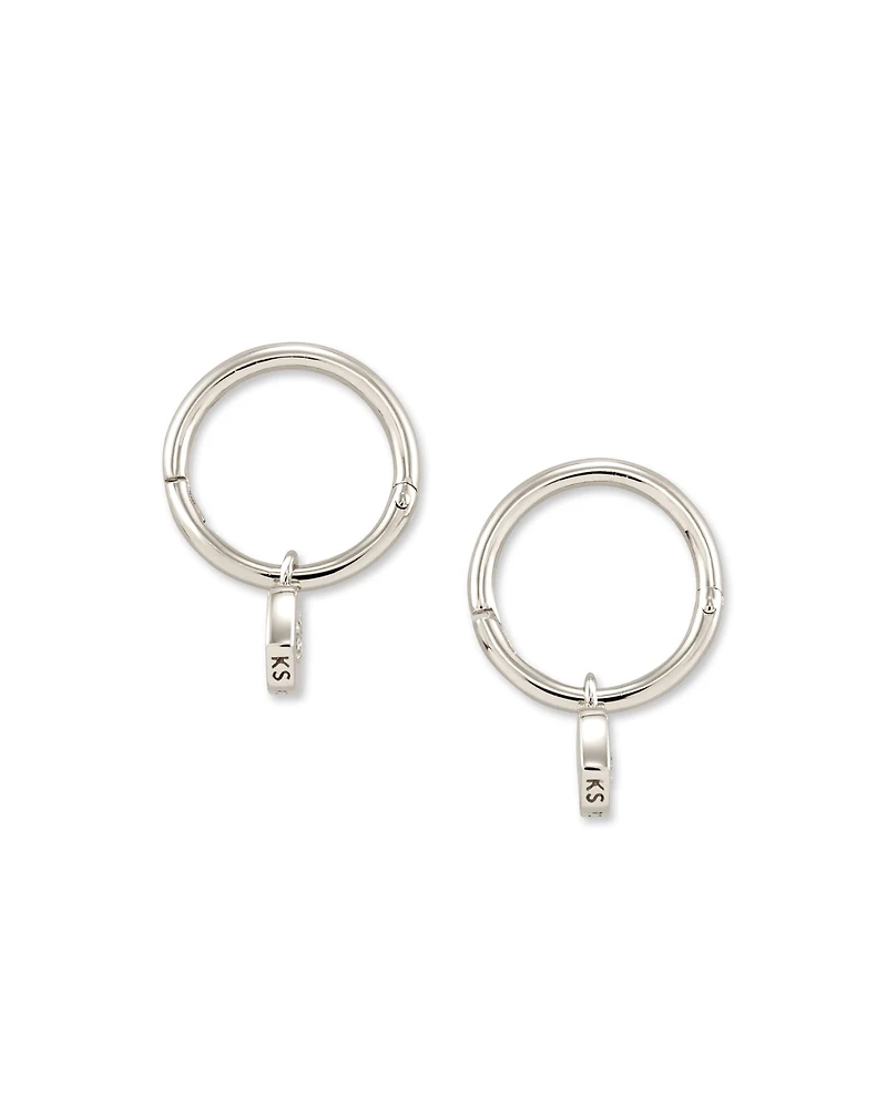 Adanna Sterling Silver Huggie Earrings in White Topaz