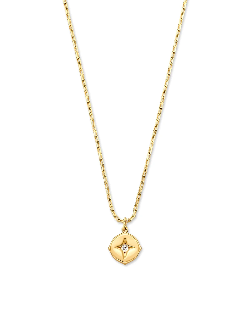 Adanna 18k Yellow Gold Vermeil Pendant Necklace in White Diamond