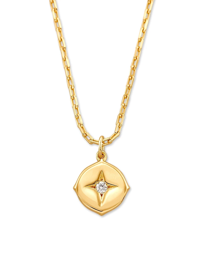 Adanna 18k Yellow Gold Vermeil Pendant Necklace in White Diamond