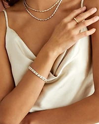 Juliette Gold Delicate Chain Bracelet in White CZ