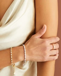 Juliette Gold Delicate Chain Bracelet in White CZ