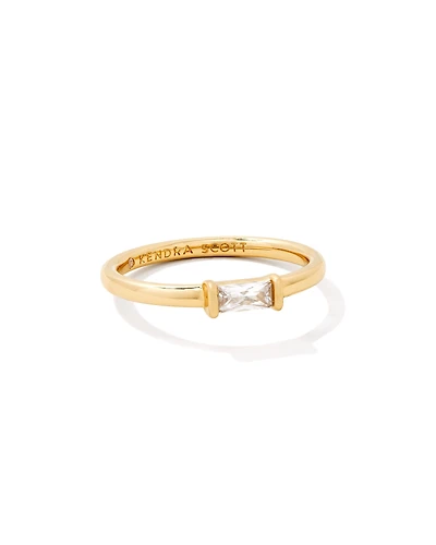 Juliette Gold Band Ring White CZ