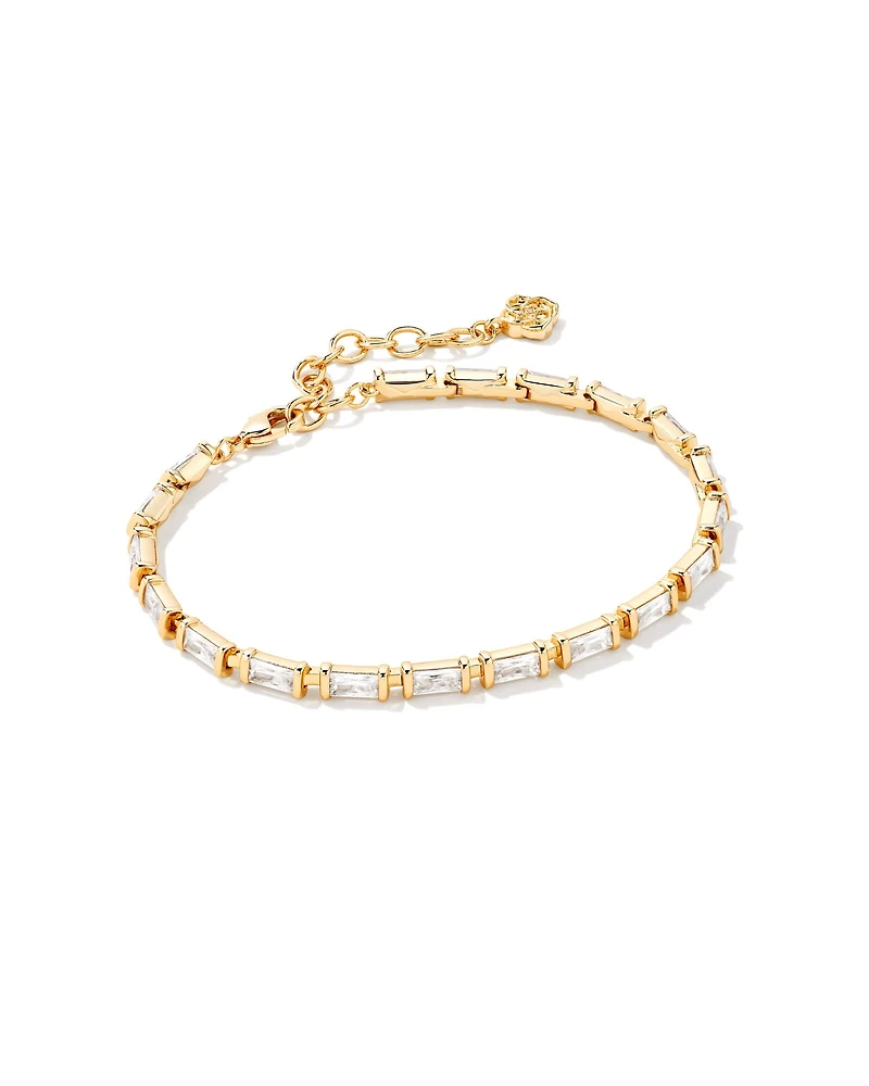 Juliette Gold Delicate Chain Bracelet in White CZ