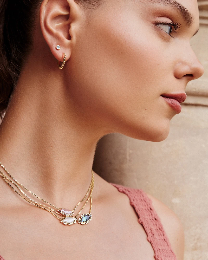Genevieve Gold Short Pendant Necklace in Ivory Mother-of-Pearl