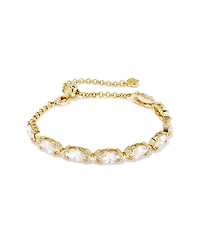 Genevieve Gold Delicate Chain Bracelet in White Crystal