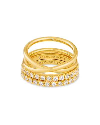 Livy Gold Rings Set of 3 White Crystal