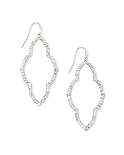 Abbie Gold Open Frame Earrings in White Crystal