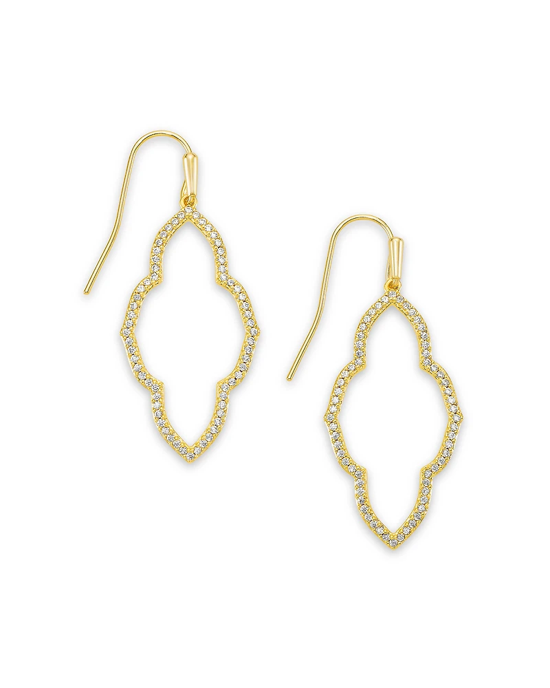 Abbie Silver Small Open Frame Earrings White Crystal