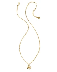 Crystal Letter M Gold Short Pendant Necklace in White Crystal