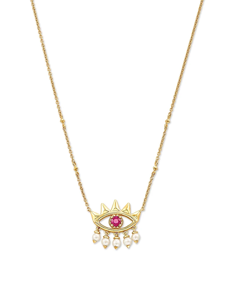ZORA PNDNT NCK 18K GOLD VRML PINK RUBY
