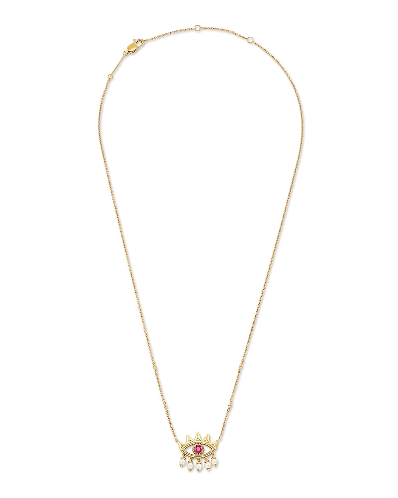 ZORA PNDNT NCK 18K GOLD VRML PINK RUBY