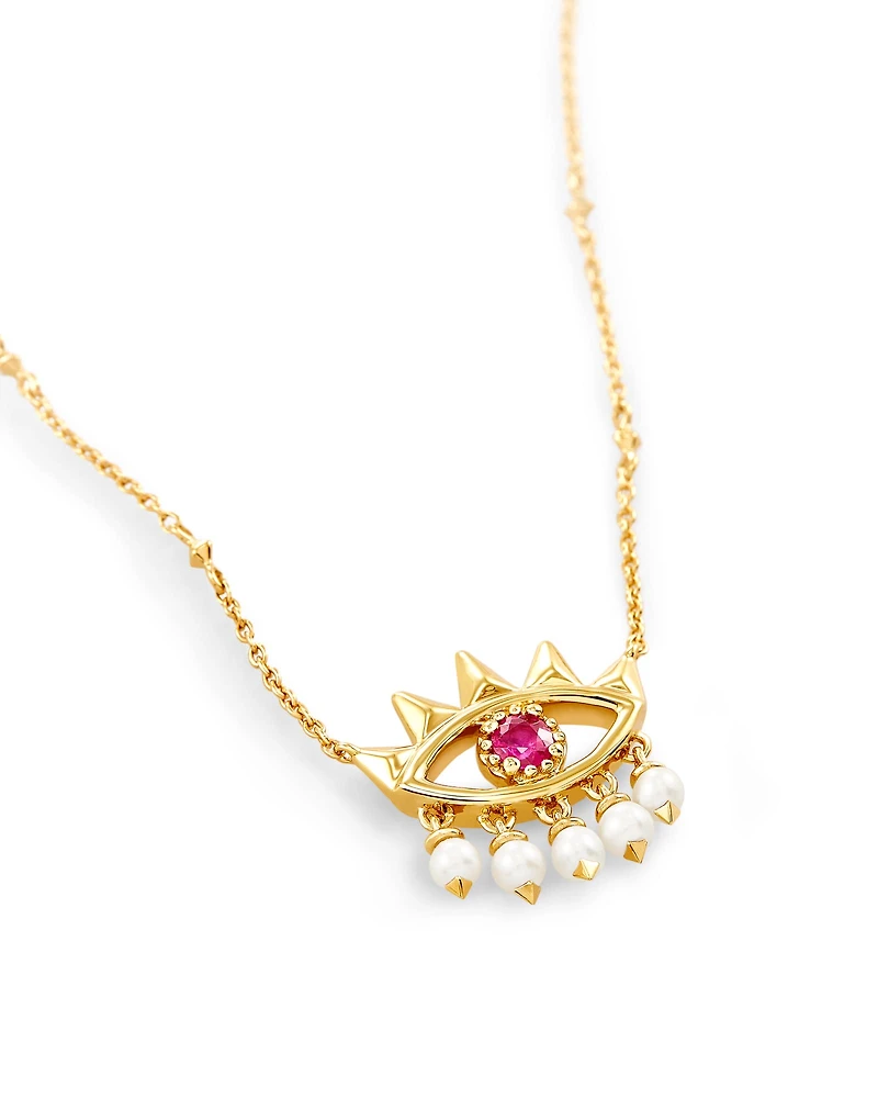 ZORA PNDNT NCK 18K GOLD VRML PINK RUBY