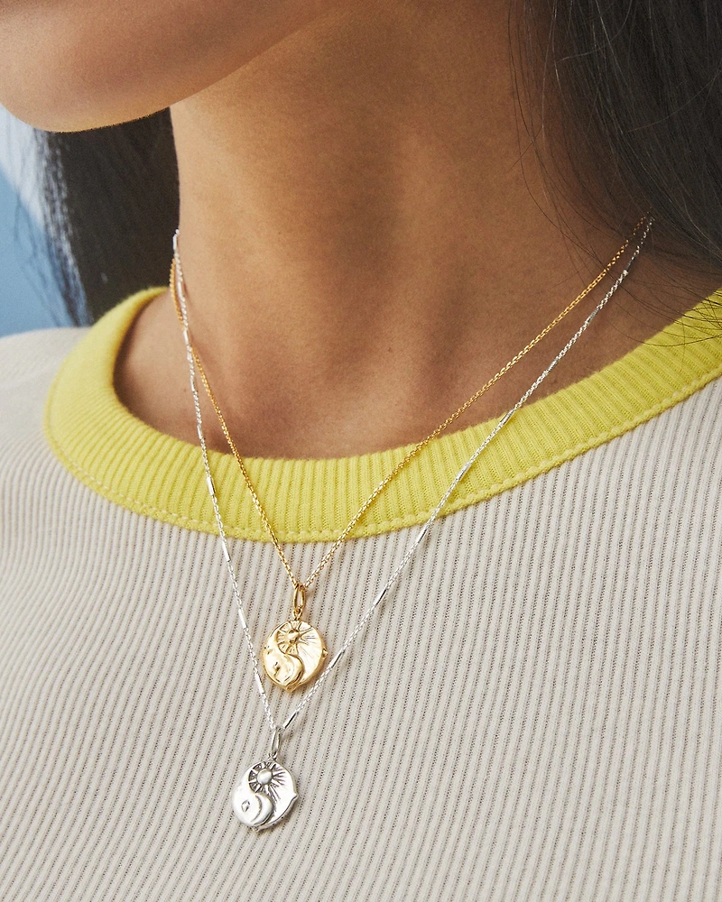 Sun & Moon Charm Oxidized Sterling Silver