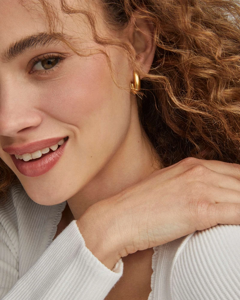 Ellen Wide Huggie Earrings Sterling Silver