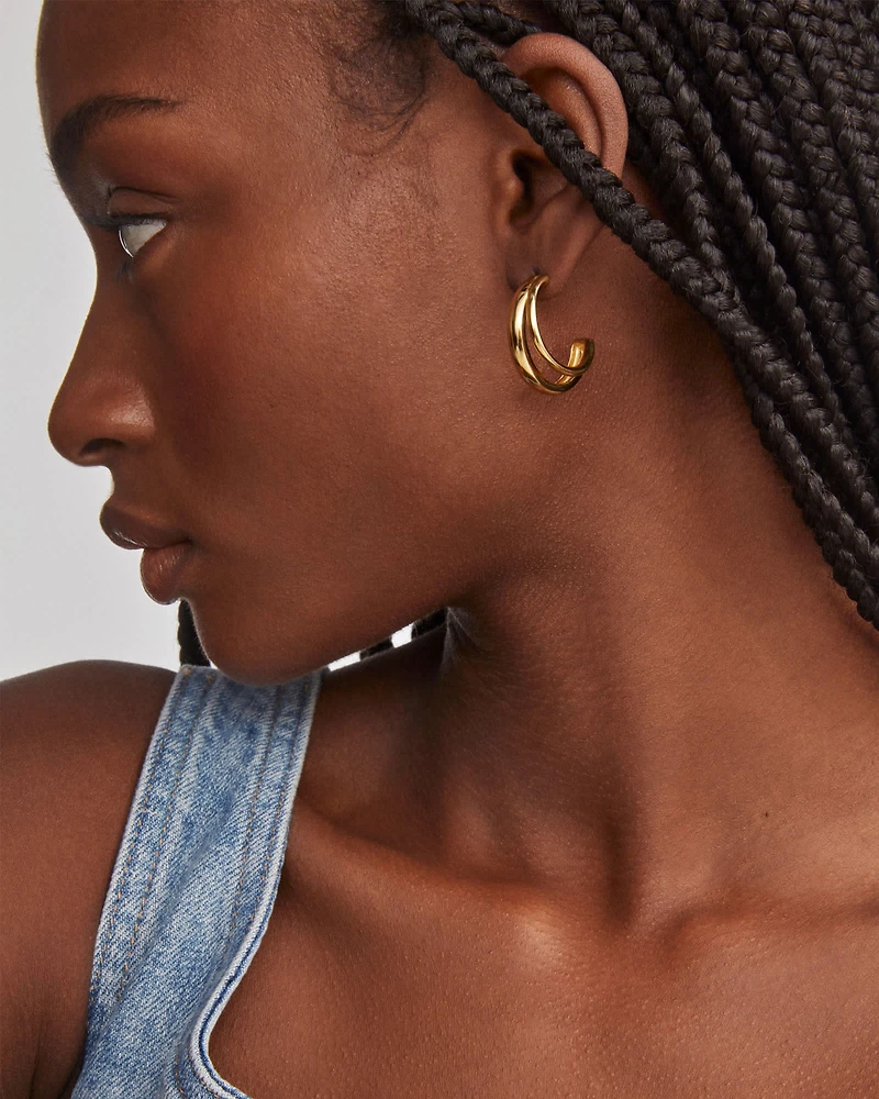 Meg Double Hoop Earrings 18k Gold Vermeil