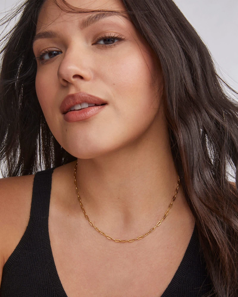 Small Paperclip Chain Necklace 18k Gold Vermeil