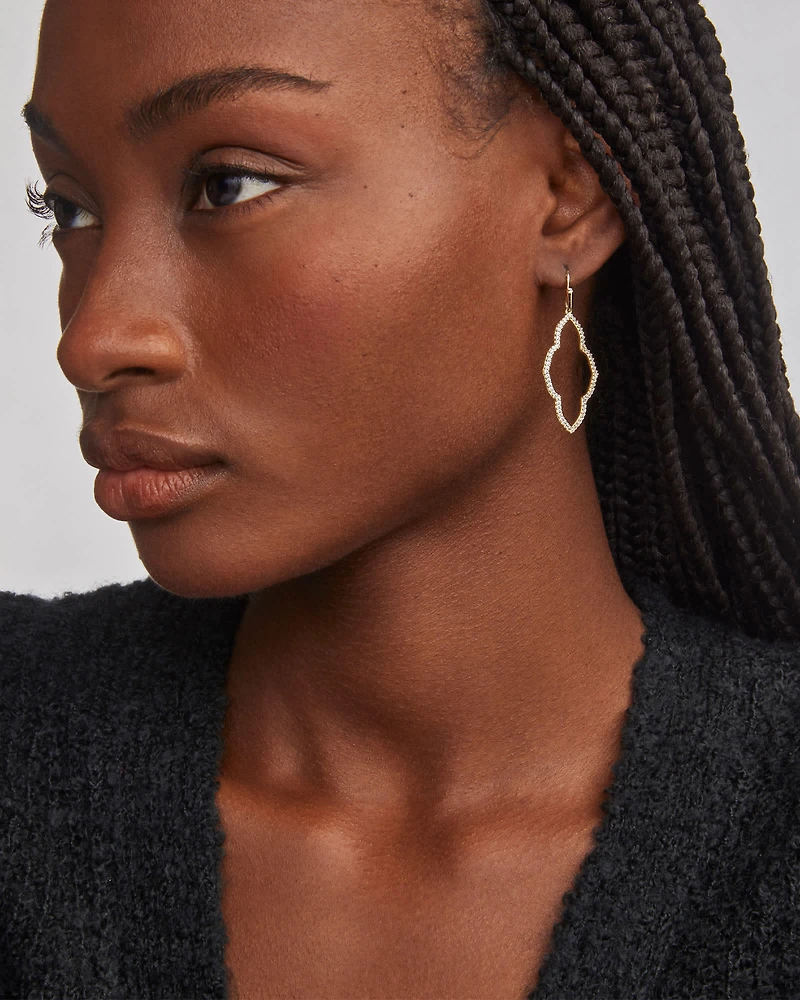 Abbie Gold Open Frame Earrings White Crystal