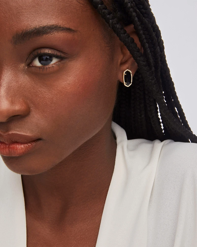Ellie Gold Stud Earrings Iridescent Drusy