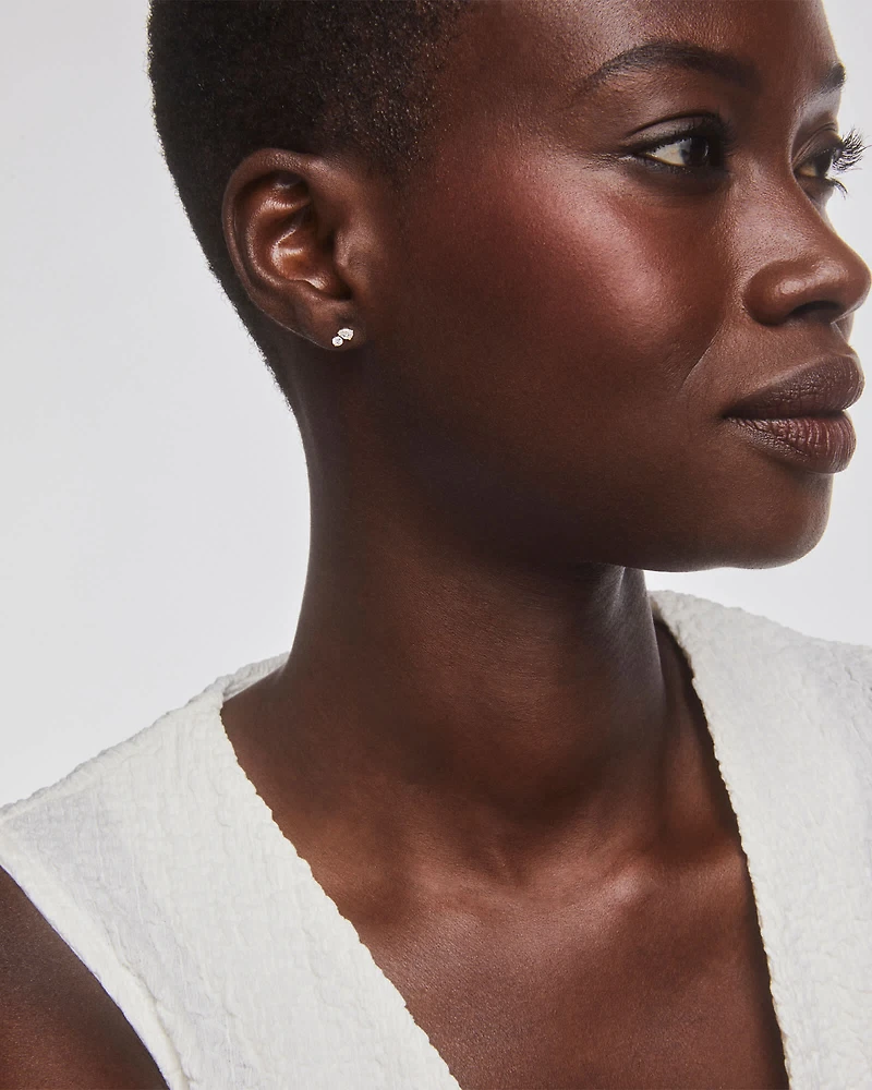 ct Lab Grown White Diamond Toi et Moi Stud Earrings in 14k Yellow Gold