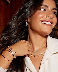 Elisa Gold Crystal Frame Short Pendant Necklace in Ivory Mother-of-Pearl