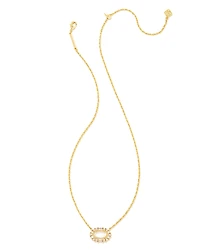 Elisa Gold Crystal Frame Short Pendant Necklace in Ivory Mother-of-Pearl