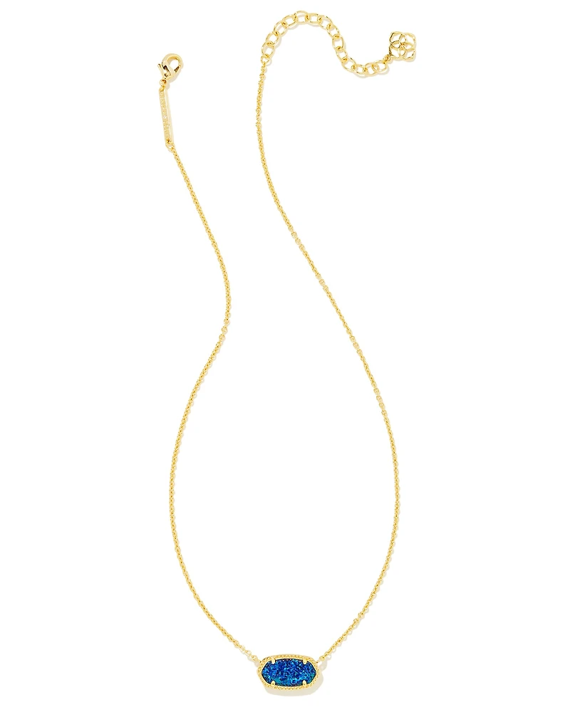 Elisa Gold Pendant Necklace in Cobalt Blue Lab Grown Opal