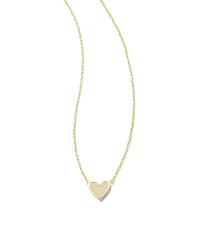 Framed Ari Heart Gold Short Pendant Necklace Iridescent Drusy