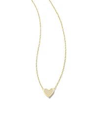 Framed Ari Heart Gold Short Pendant Necklace Iridescent Drusy